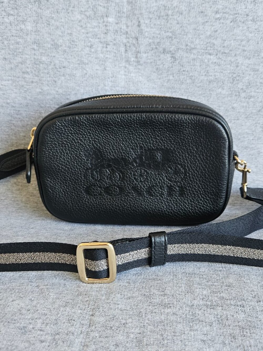 Coach Jes Convertible Crossbody Belt Bag Pebbled Black Leather Gold Hardware